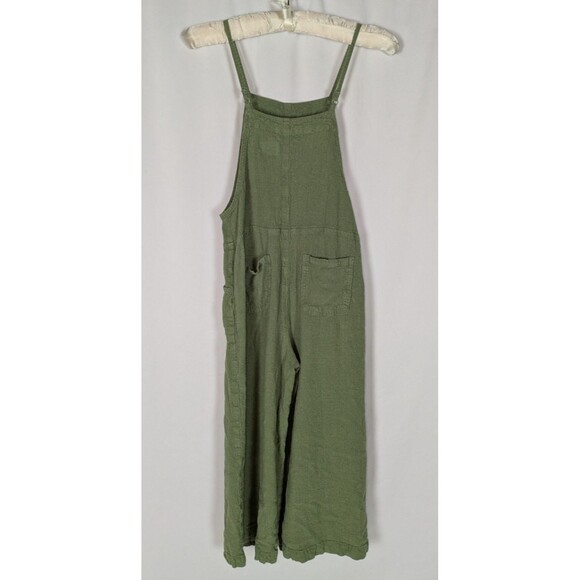 Cat & Jack Jumpsuit L 10 12 Girl's Green Linen Blend Spaghetti Strap Romper - Picture 4 of 8